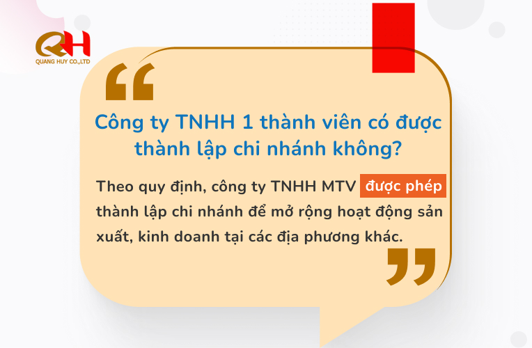Thành lập chi nhánh công ty TNHH 1 thành viên